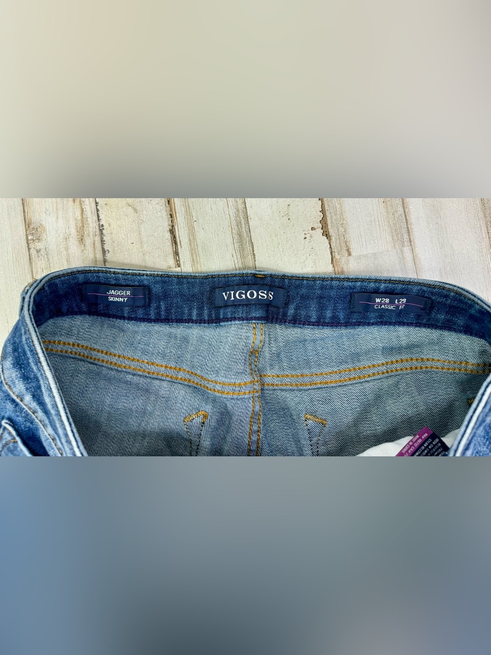 VIGOSS Skinny Leg Jeans Women’s 28x29 Blue Wash Stretch Denim USA Flag Print - Picture 4 of 12